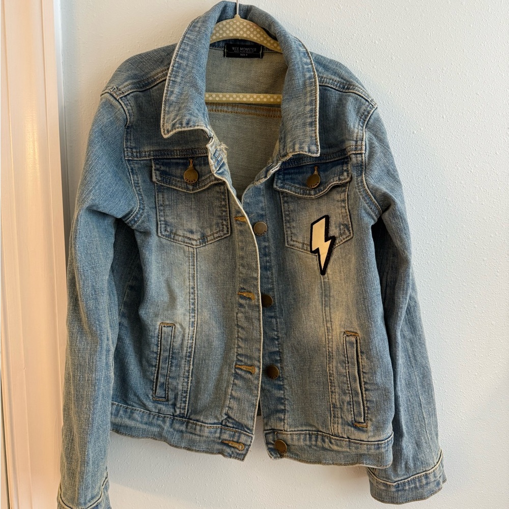 Wee Monster Smile Jean Jacket with Lightning Patch